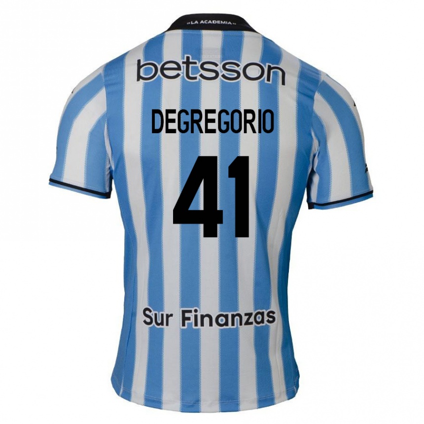 Niño Fútbol Camiseta Ramiro Degregorio #41 Azul Blanco Negro 1ª Equipación 2024/25 Argentina