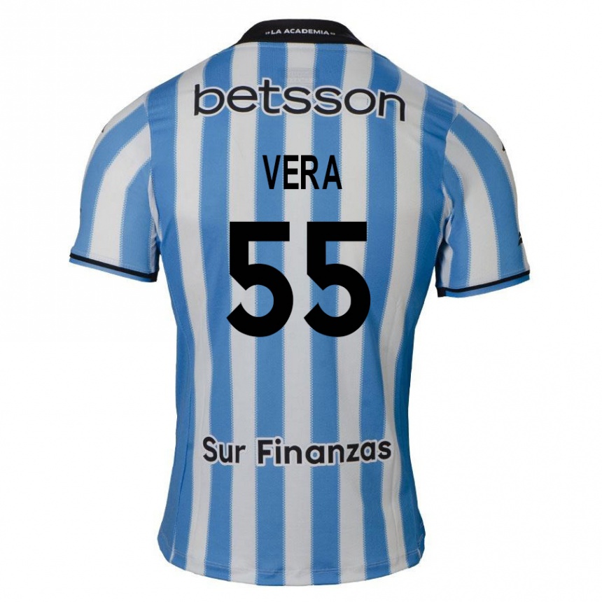 Niño Fútbol Camiseta Santino Vera #55 Azul Blanco Negro 1ª Equipación 2024/25 Argentina