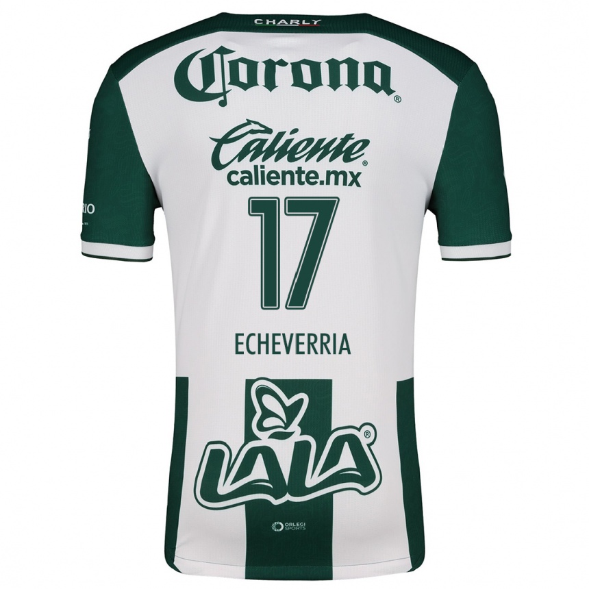 Niño Fútbol Camiseta Emmanuel Echeverría #17 Verde Blanco 1ª Equipación 2024/25 Argentina