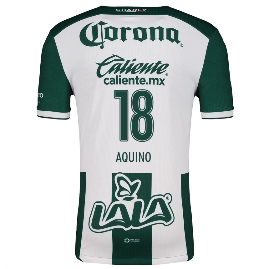 Niño Fútbol Camiseta Pedro Aquino #18 Verde Blanco 1ª Equipación 2024/25 Argentina