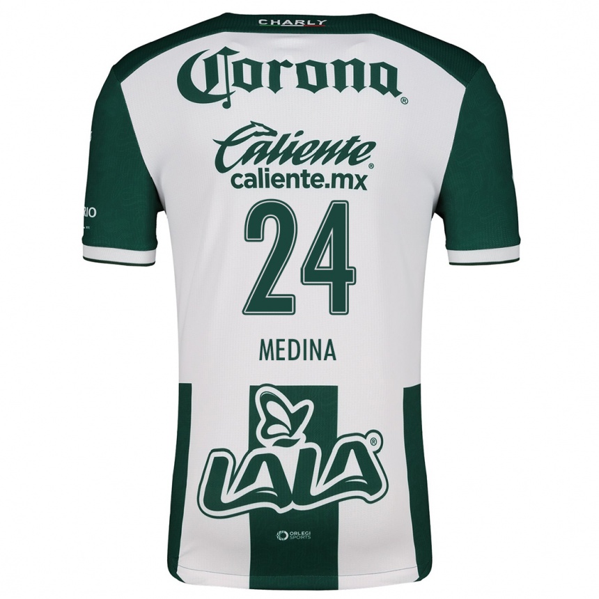 Niño Fútbol Camiseta Diego Medina #24 Verde Blanco 1ª Equipación 2024/25 Argentina