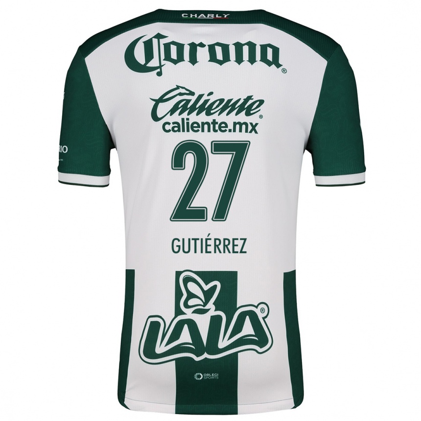 Niño Fútbol Camiseta Luis Gutiérrez #27 Verde Blanco 1ª Equipación 2024/25 Argentina