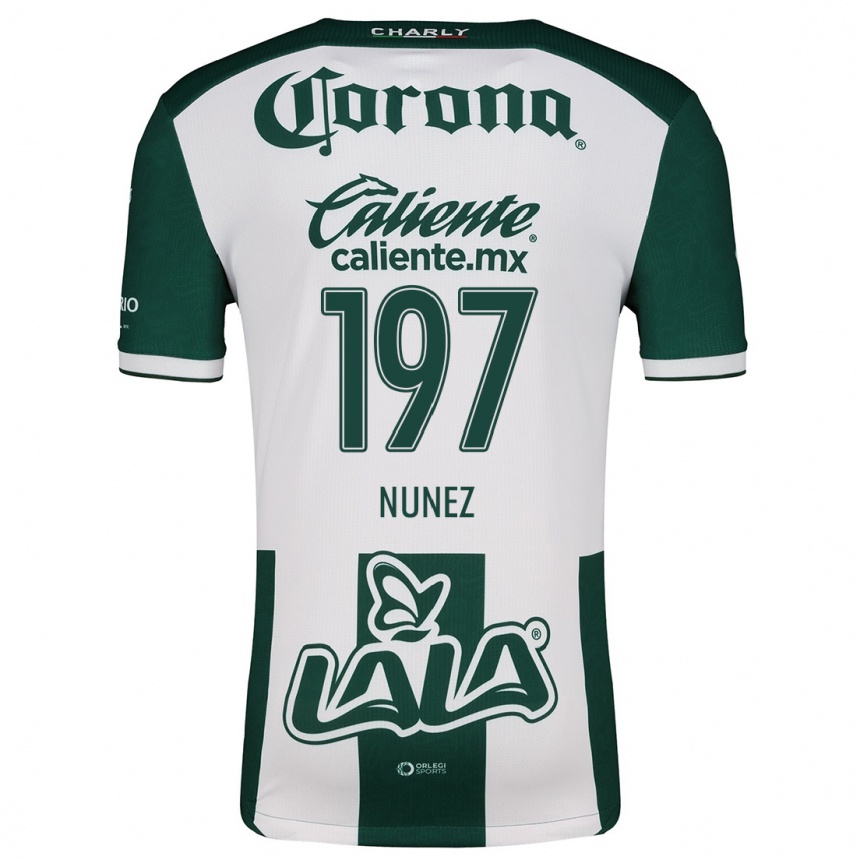 Niño Fútbol Camiseta Kevin Núñez #197 Verde Blanco 1ª Equipación 2024/25 Argentina