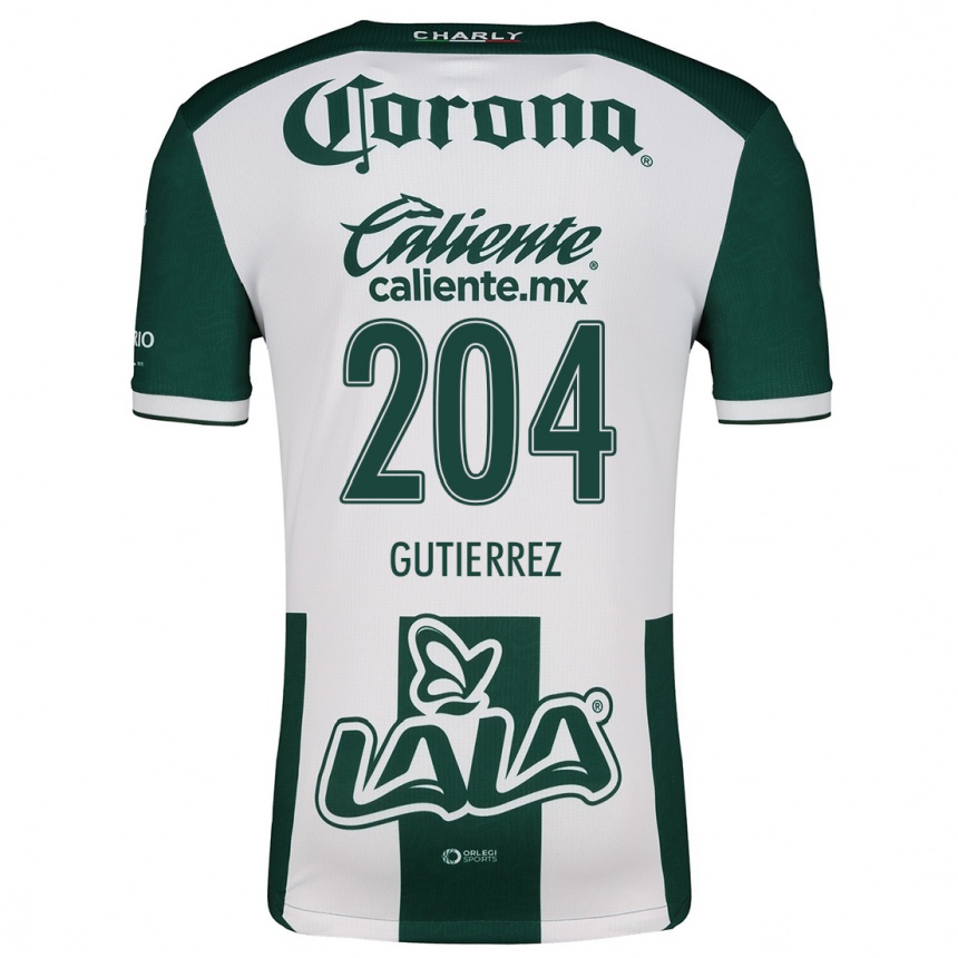 Niño Fútbol Camiseta Gabriel Gutiérrez #204 Verde Blanco 1ª Equipación 2024/25 Argentina