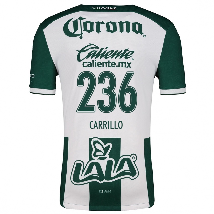 Niño Fútbol Camiseta Fernando Carrillo #236 Verde Blanco 1ª Equipación 2024/25 Argentina