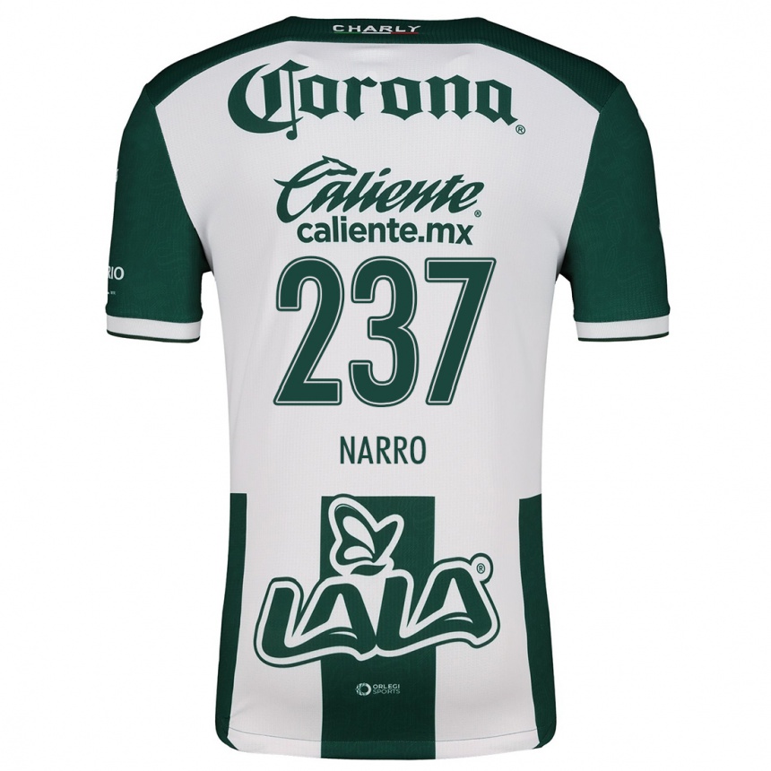 Niño Fútbol Camiseta Ernesto Narro #237 Verde Blanco 1ª Equipación 2024/25 Argentina