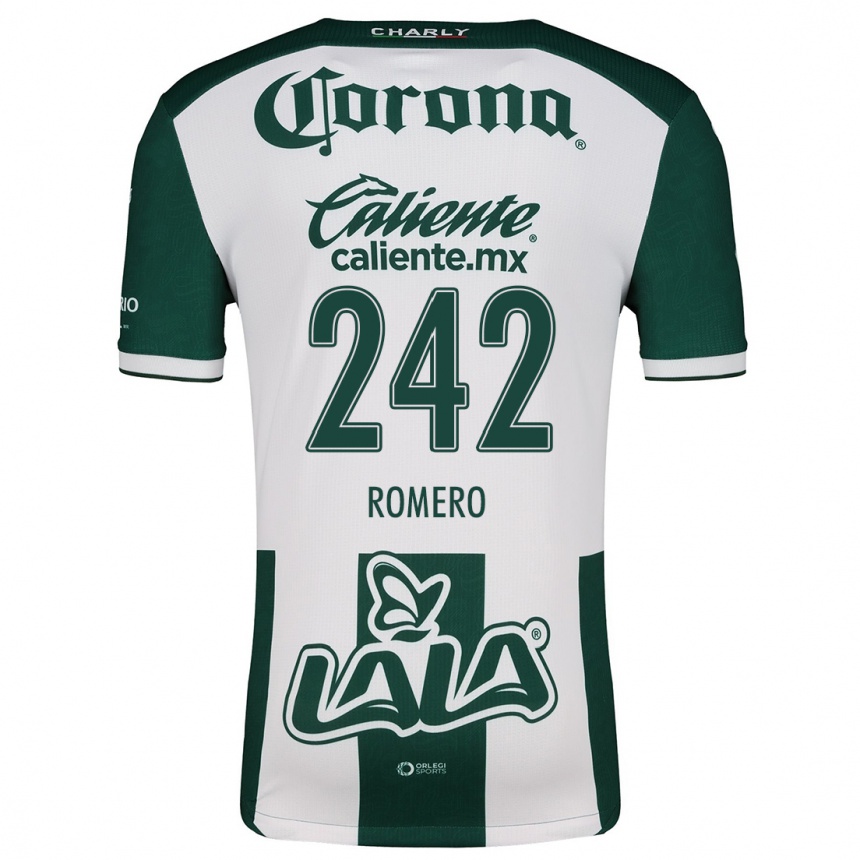 Niño Fútbol Camiseta Ángel Romero #242 Verde Blanco 1ª Equipación 2024/25 Argentina