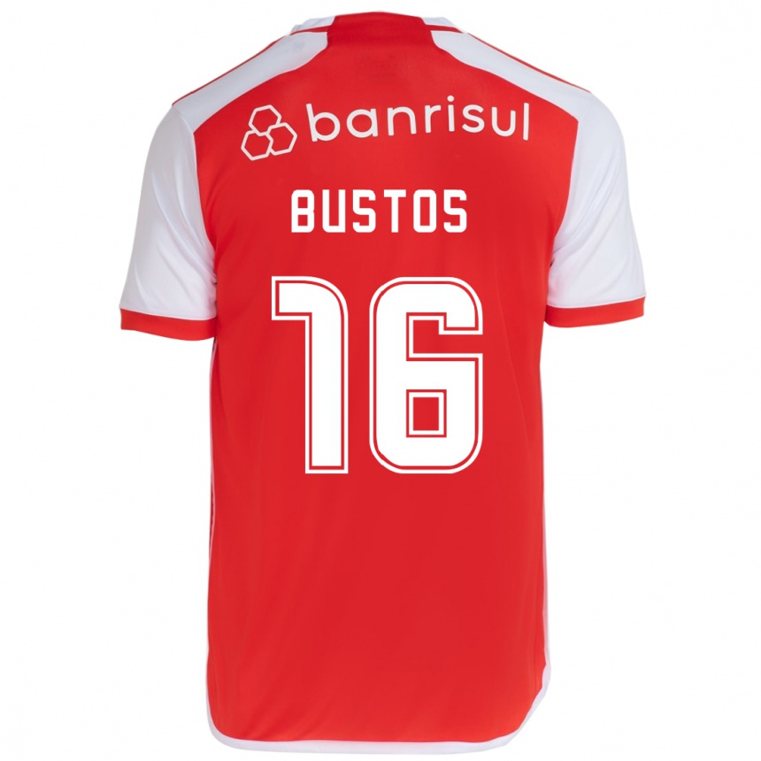 Niño Fútbol Camiseta Fabricio Bustos #16 Rojo Blanco 1ª Equipación 2024/25 Argentina