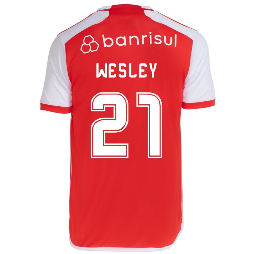 Niño Fútbol Camiseta Wesley #21 Rojo Blanco 1ª Equipación 2024/25 Argentina