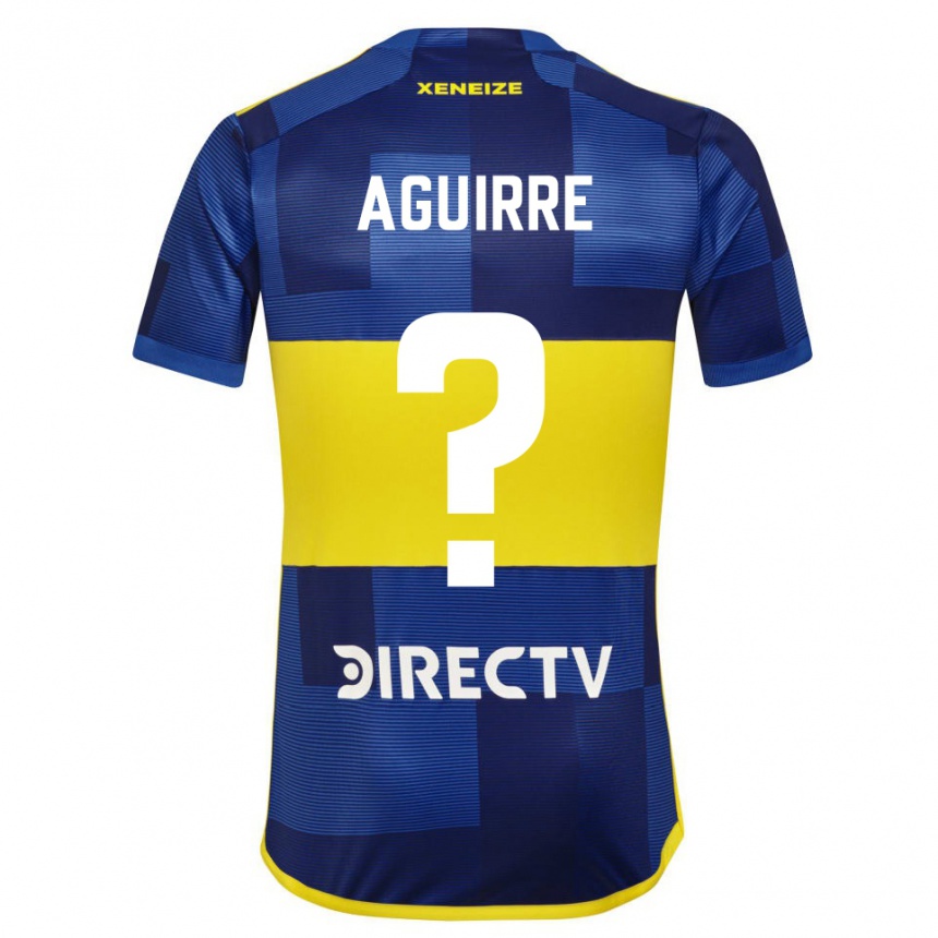 Niño Fútbol Camiseta Brian Aguirre #0 Azul Amarillo 1ª Equipación 2024/25 Argentina