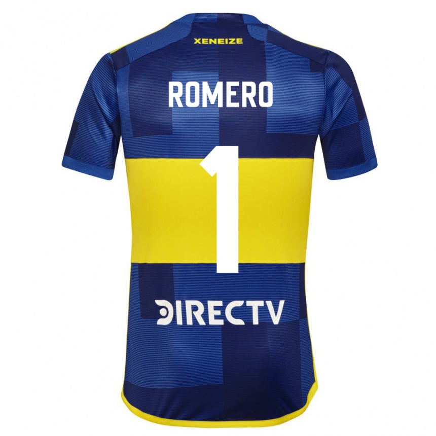 Niño Fútbol Camiseta Sergio Romero #1 Azul Amarillo 1ª Equipación 2024/25 Argentina