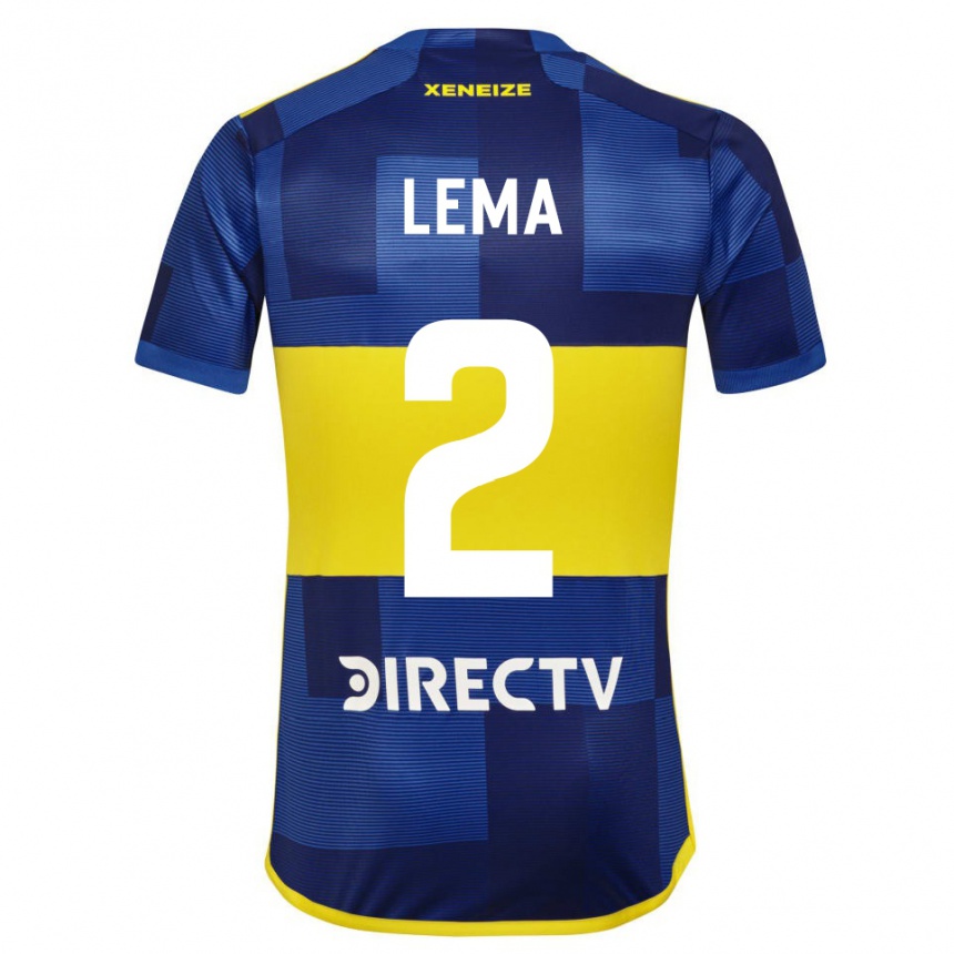 Niño Fútbol Camiseta Cristian Lema #2 Azul Amarillo 1ª Equipación 2024/25 Argentina