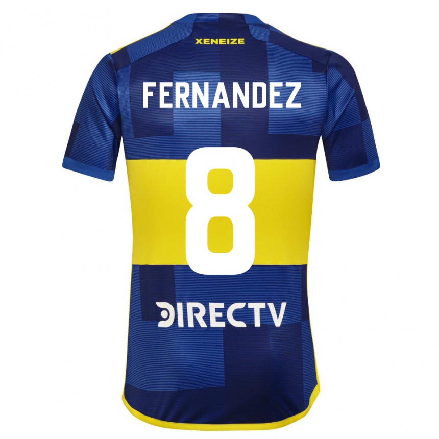 Niño Fútbol Camiseta Guillermo Fernandez #8 Azul Amarillo 1ª Equipación 2024/25 Argentina