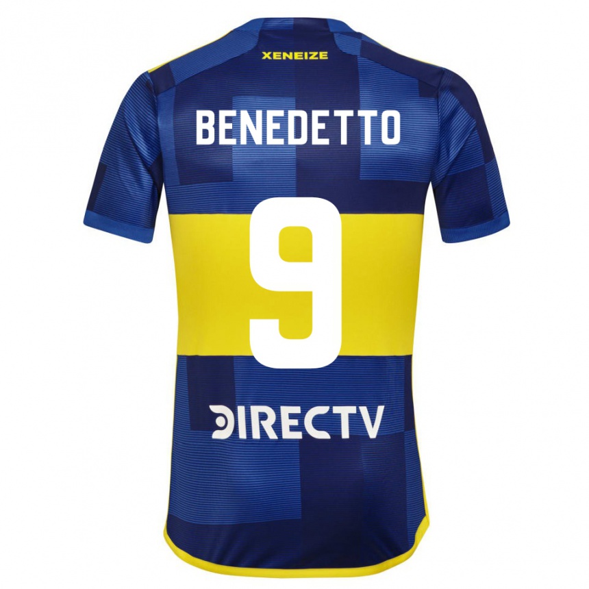 Niño Fútbol Camiseta Dario Benedetto #9 Azul Amarillo 1ª Equipación 2024/25 Argentina