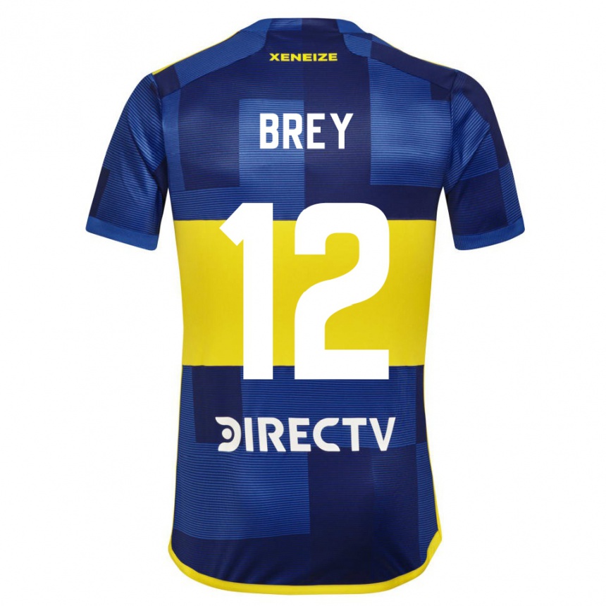 Niño Fútbol Camiseta Leandro Brey #12 Azul Amarillo 1ª Equipación 2024/25 Argentina