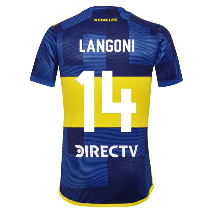 Niño Fútbol Camiseta Luca Langoni #14 Azul Amarillo 1ª Equipación 2024/25 Argentina