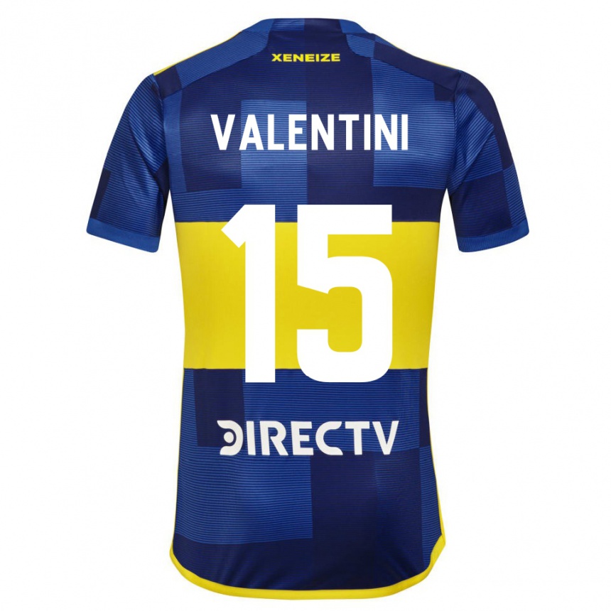 Niño Fútbol Camiseta Nicolás Valentini #15 Azul Amarillo 1ª Equipación 2024/25 Argentina