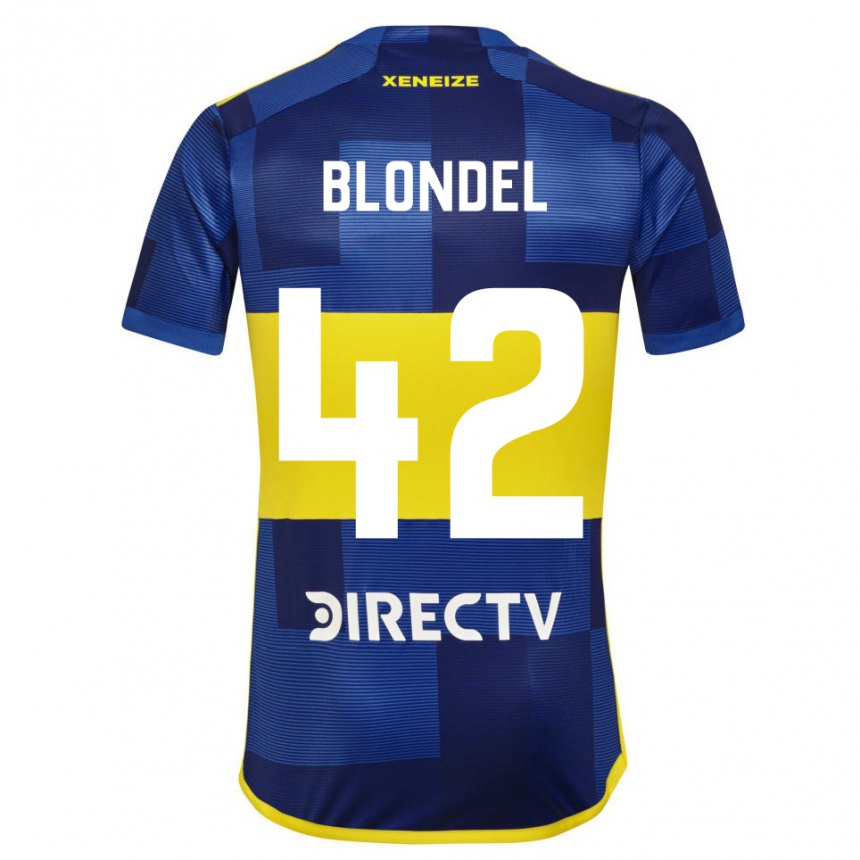 Niño Fútbol Camiseta Lucas Blondel #42 Azul Amarillo 1ª Equipación 2024/25 Argentina