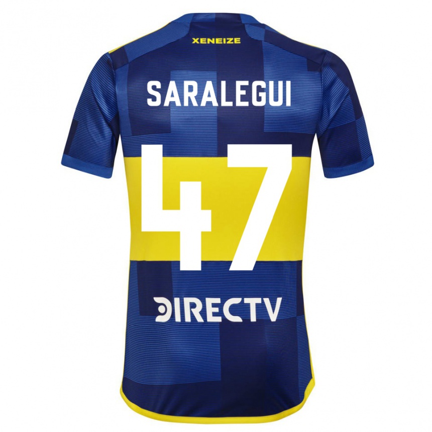 Niño Fútbol Camiseta Jabes Saralegui #47 Azul Amarillo 1ª Equipación 2024/25 Argentina