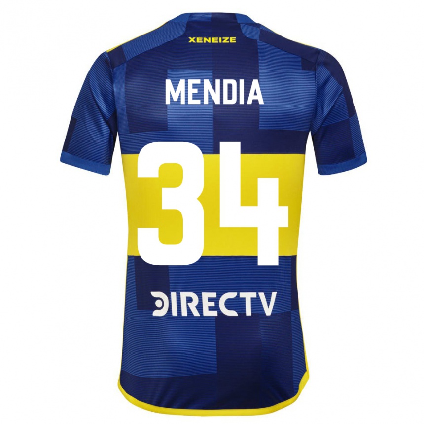 Niño Fútbol Camiseta Mateo Mendia #34 Azul Amarillo 1ª Equipación 2024/25 Argentina