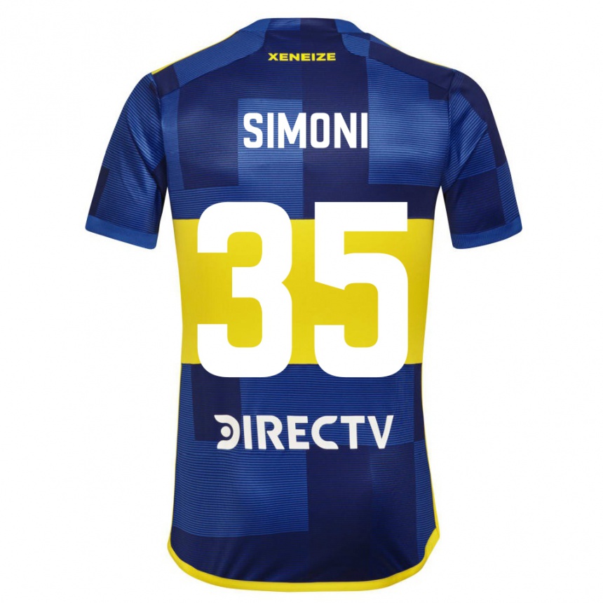 Niño Fútbol Camiseta Valentino Simoni #35 Azul Amarillo 1ª Equipación 2024/25 Argentina