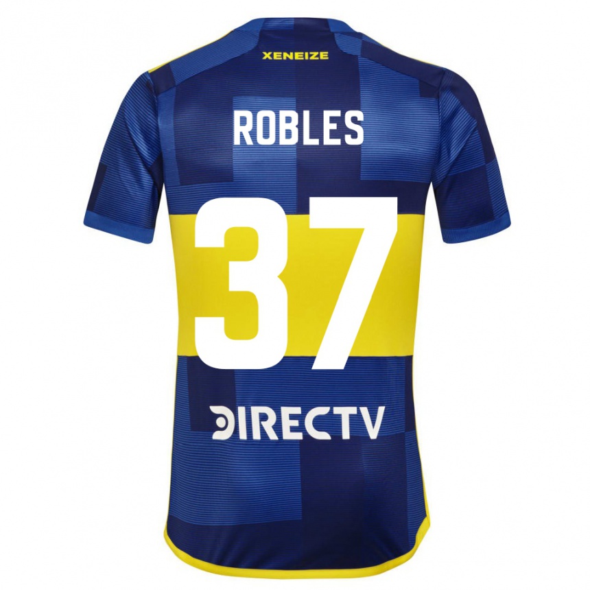 Niño Fútbol Camiseta Sebastian Diaz Robles #37 Azul Amarillo 1ª Equipación 2024/25 Argentina