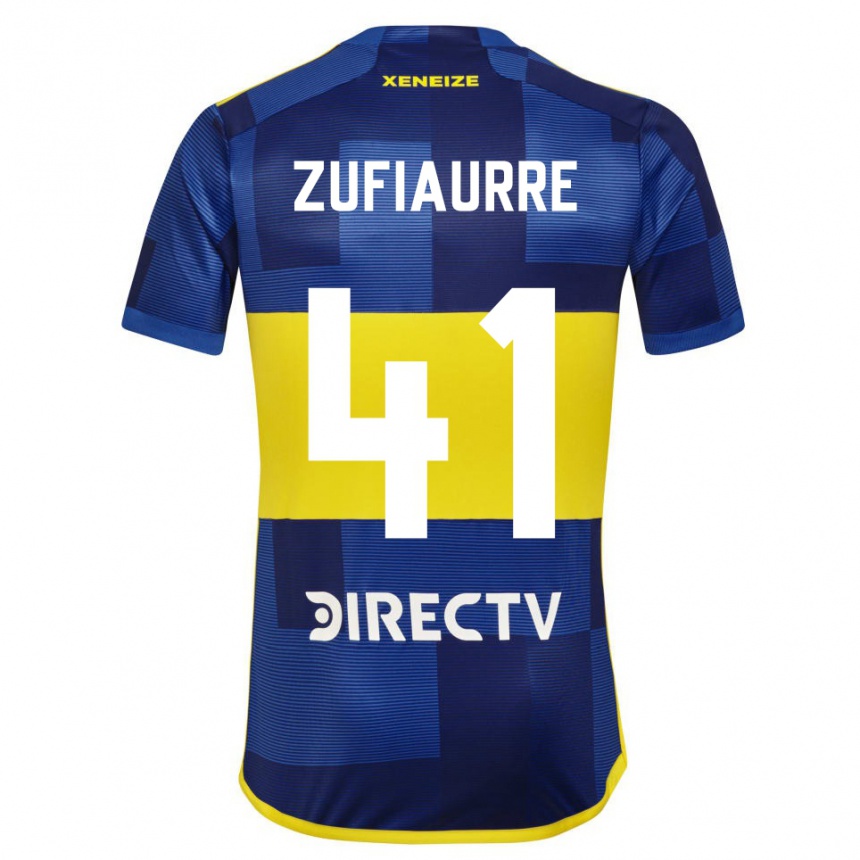 Niño Fútbol Camiseta Iker Zufiaurre #41 Azul Amarillo 1ª Equipación 2024/25 Argentina