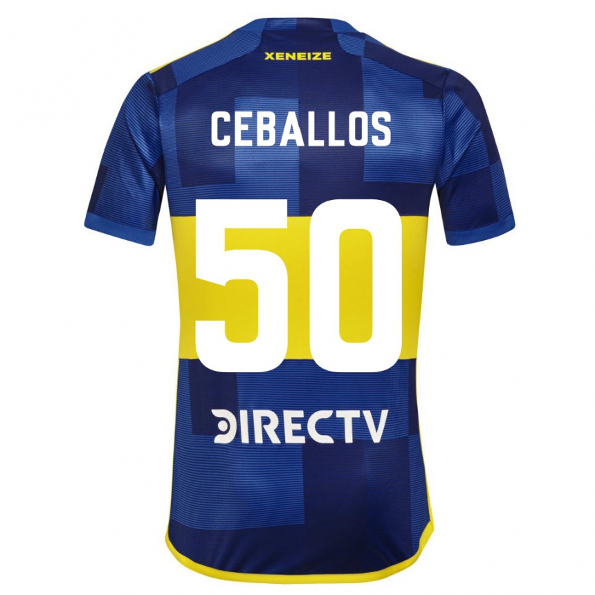 Niño Fútbol Camiseta Julián Ceballos #50 Azul Amarillo 1ª Equipación 2024/25 Argentina