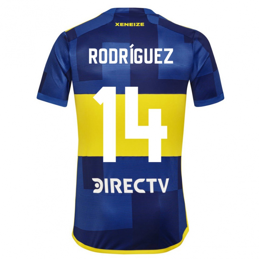 Niño Fútbol Camiseta Isaías Rodríguez #14 Azul Amarillo 1ª Equipación 2024/25 Argentina