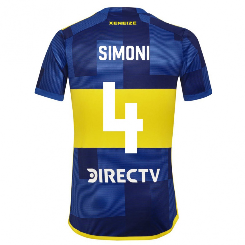 Niño Fútbol Camiseta Tiago Simoni #4 Azul Amarillo 1ª Equipación 2024/25 Argentina