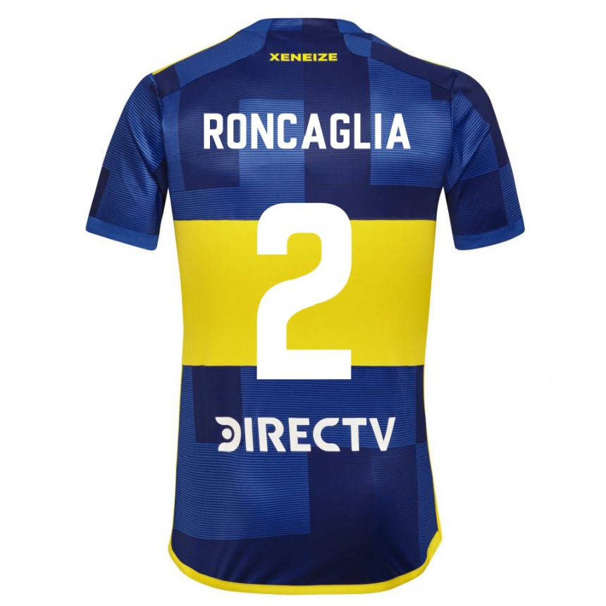 Niño Fútbol Camiseta Facundo Roncaglia #2 Azul Amarillo 1ª Equipación 2024/25 Argentina