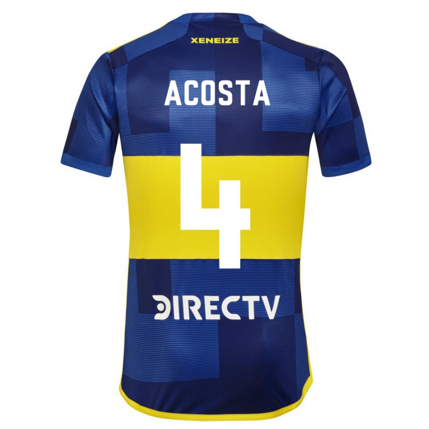 Niño Fútbol Camiseta Natan Acosta #4 Azul Amarillo 1ª Equipación 2024/25 Argentina