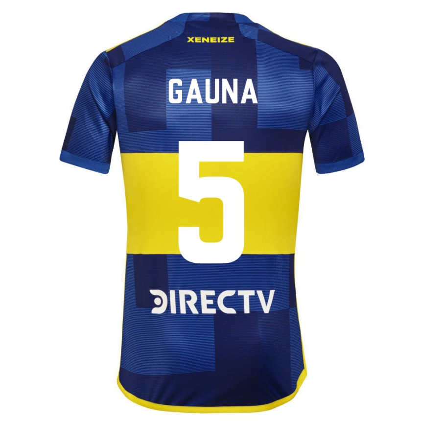 Niño Fútbol Camiseta Santiago Gauna #5 Azul Amarillo 1ª Equipación 2024/25 Argentina