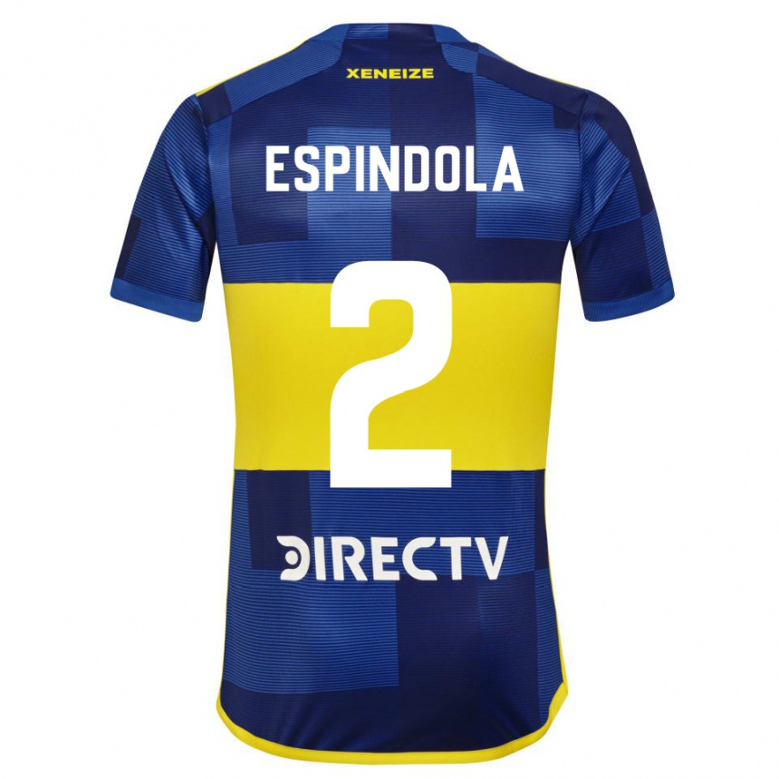 Niño Fútbol Camiseta Noelia Espindola #2 Azul Amarillo 1ª Equipación 2024/25 Argentina