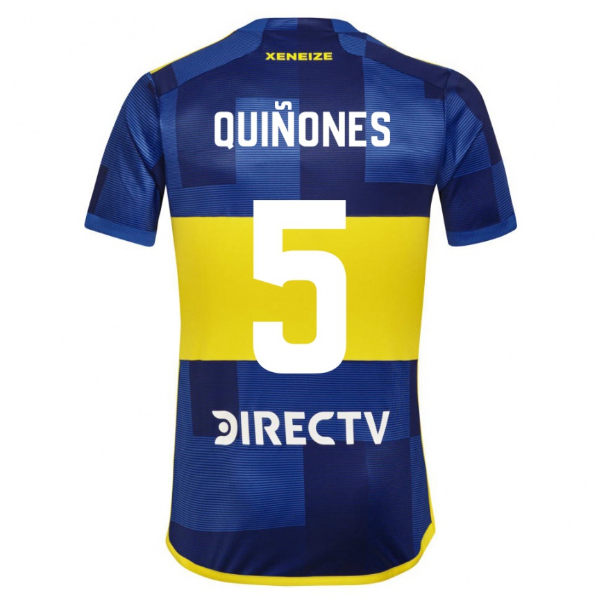 Niño Fútbol Camiseta Florencia Quiñones #5 Azul Amarillo 1ª Equipación 2024/25 Argentina