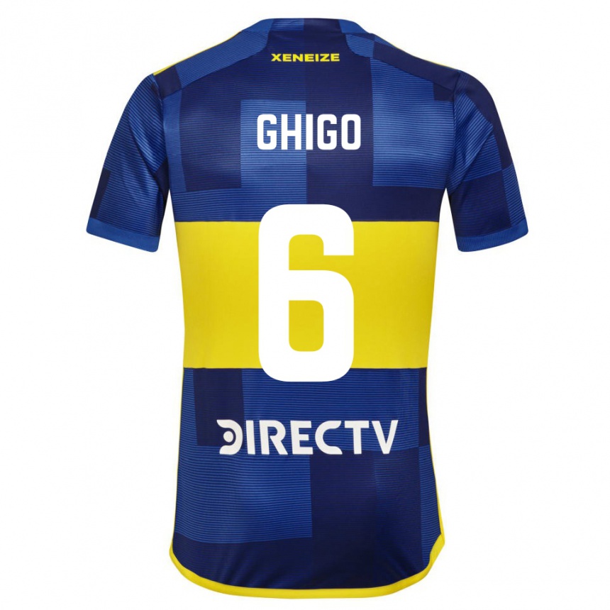 Niño Fútbol Camiseta Cecilia Ghigo #6 Azul Amarillo 1ª Equipación 2024/25 Argentina