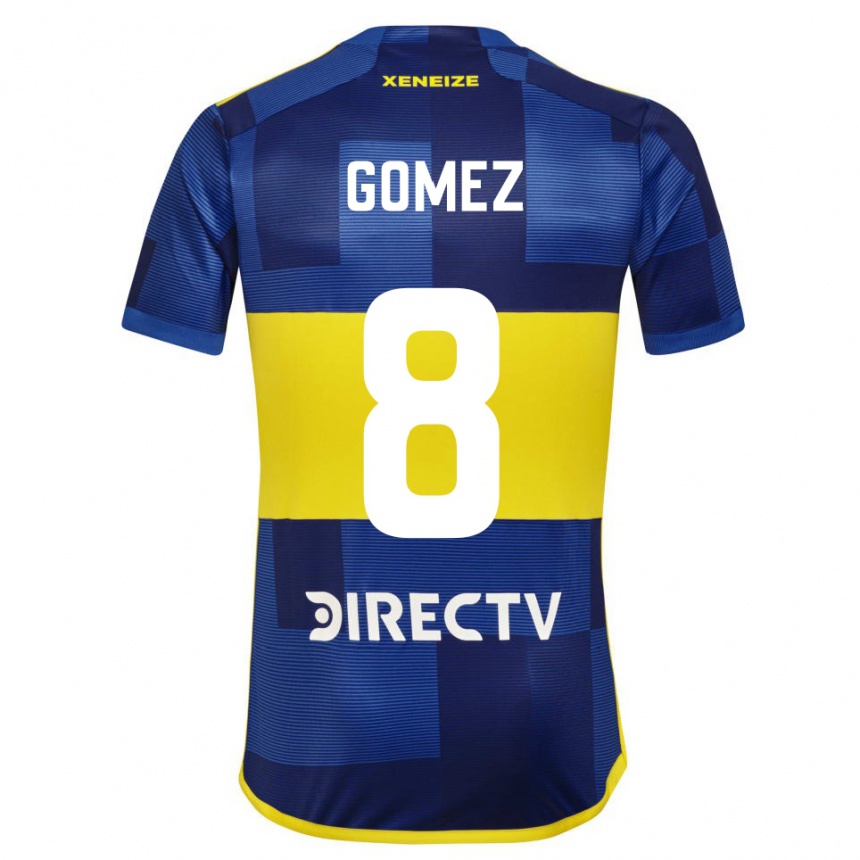 Niño Fútbol Camiseta Camila Gomez Ares #8 Azul Amarillo 1ª Equipación 2024/25 Argentina