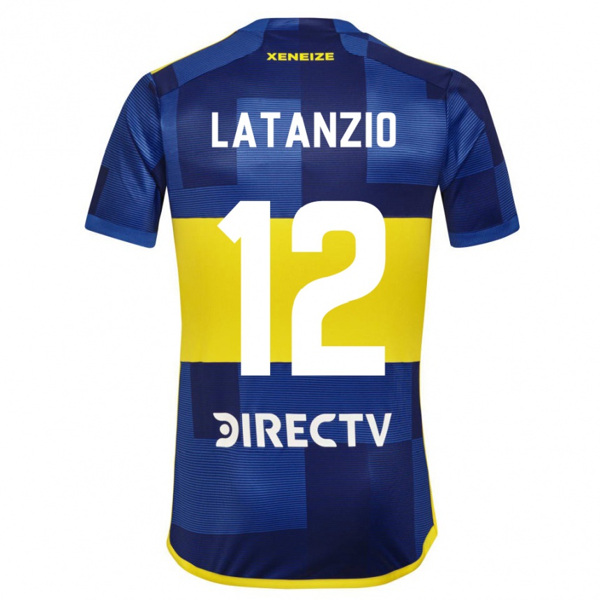 Niño Fútbol Camiseta Florencia Latanzio #12 Azul Amarillo 1ª Equipación 2024/25 Argentina