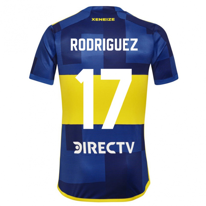 Niño Fútbol Camiseta Fanny Rodriguez #17 Azul Amarillo 1ª Equipación 2024/25 Argentina