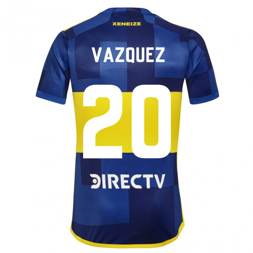 Niño Fútbol Camiseta Constanza Vazquez #20 Azul Amarillo 1ª Equipación 2024/25 Argentina