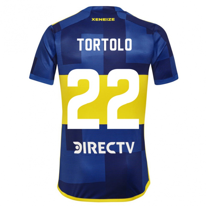 Niño Fútbol Camiseta Dulce Tortolo #22 Azul Amarillo 1ª Equipación 2024/25 Argentina