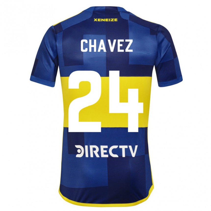 Niño Fútbol Camiseta Gabriela Chavez #24 Azul Amarillo 1ª Equipación 2024/25 Argentina