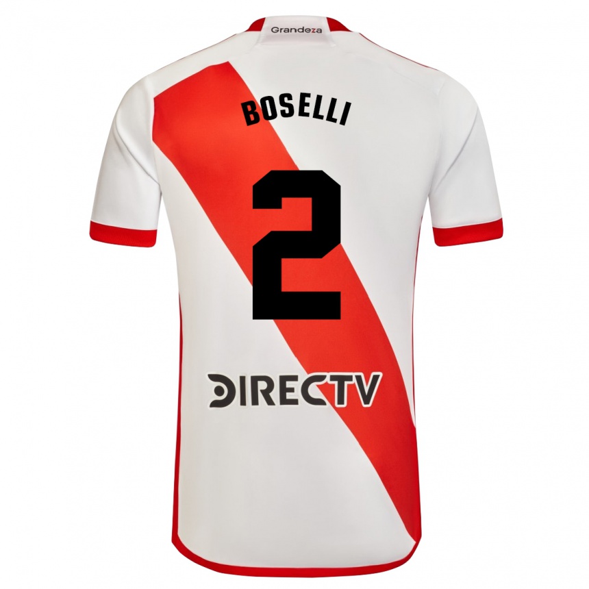 Niño Fútbol Camiseta Sebastián Boselli #2 Blanco Rojo 1ª Equipación 2024/25 Argentina