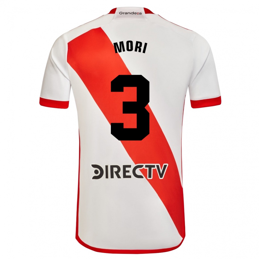 Niño Fútbol Camiseta Ramiro Funes Mori #3 Blanco Rojo 1ª Equipación 2024/25 Argentina