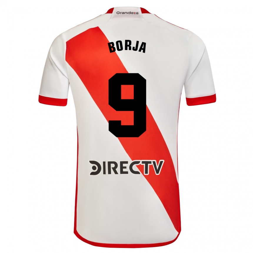 Niño Fútbol Camiseta Miguel Borja #9 Blanco Rojo 1ª Equipación 2024/25 Argentina