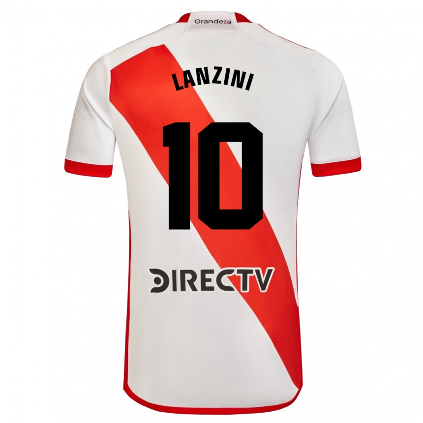 Niño Fútbol Camiseta Manuel Lanzini #10 Blanco Rojo 1ª Equipación 2024/25 Argentina