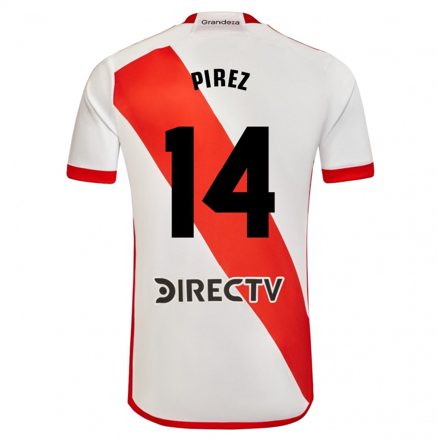 Niño Fútbol Camiseta Leandro González Pírez #14 Blanco Rojo 1ª Equipación 2024/25 Argentina