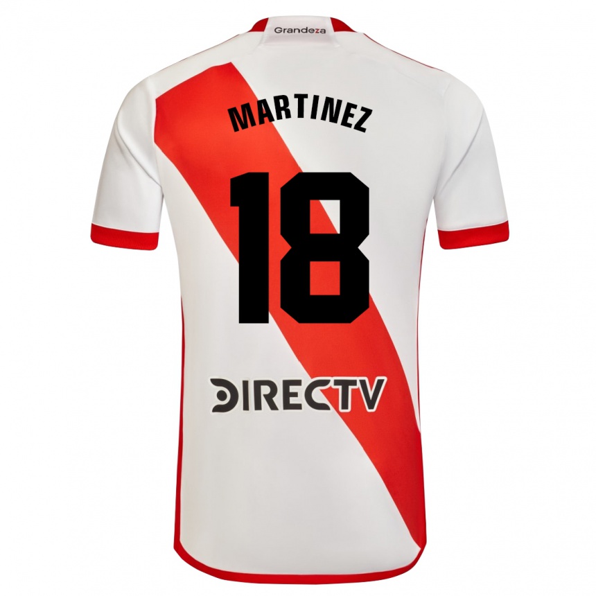 Niño Fútbol Camiseta Pity Martínez #18 Blanco Rojo 1ª Equipación 2024/25 Argentina