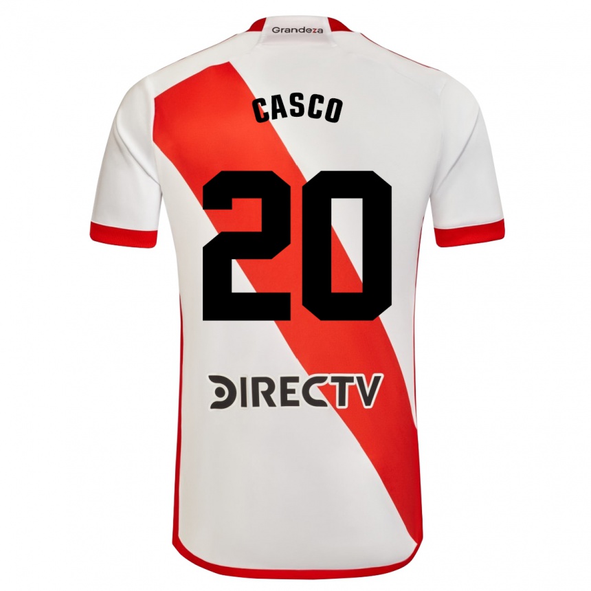 Niño Fútbol Camiseta Milton Casco #20 Blanco Rojo 1ª Equipación 2024/25 Argentina