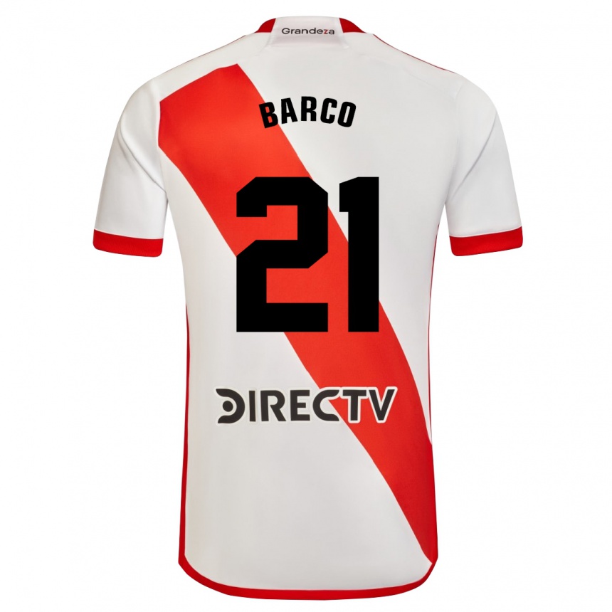 Niño Fútbol Camiseta Esequiel Barco #21 Blanco Rojo 1ª Equipación 2024/25 Argentina